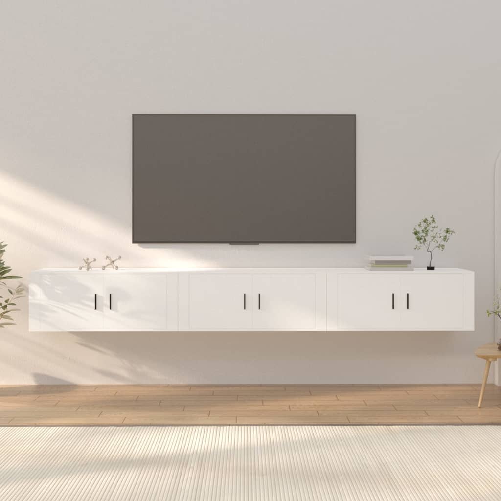 vidaXL 3 Piece Wall-mounted TV Cabinet Set White 100x34,5x40 cm 1