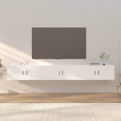 vidaXL 3 Piece Wall-mounted TV Cabinet Set White 100x34,5x40 cm 1