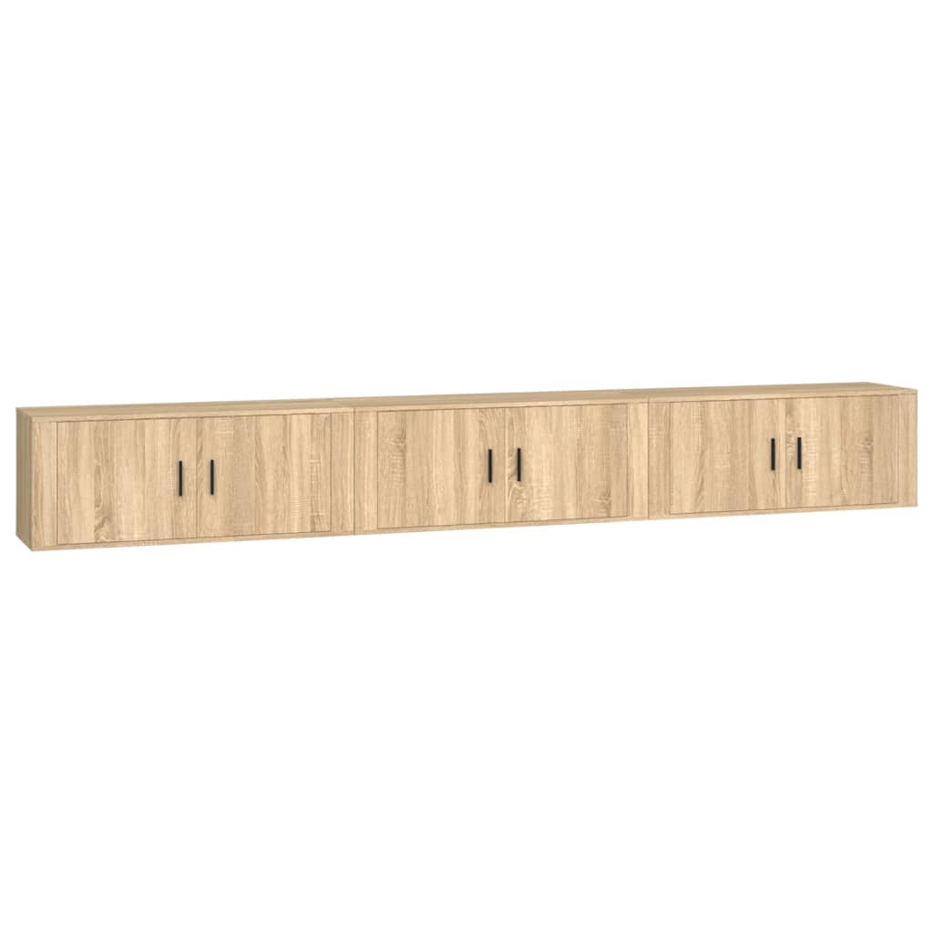 vidaXL 3 Piece Wall-mounted TV Cabinet Set Sonoma Oak 100x34,5x40 cm 2