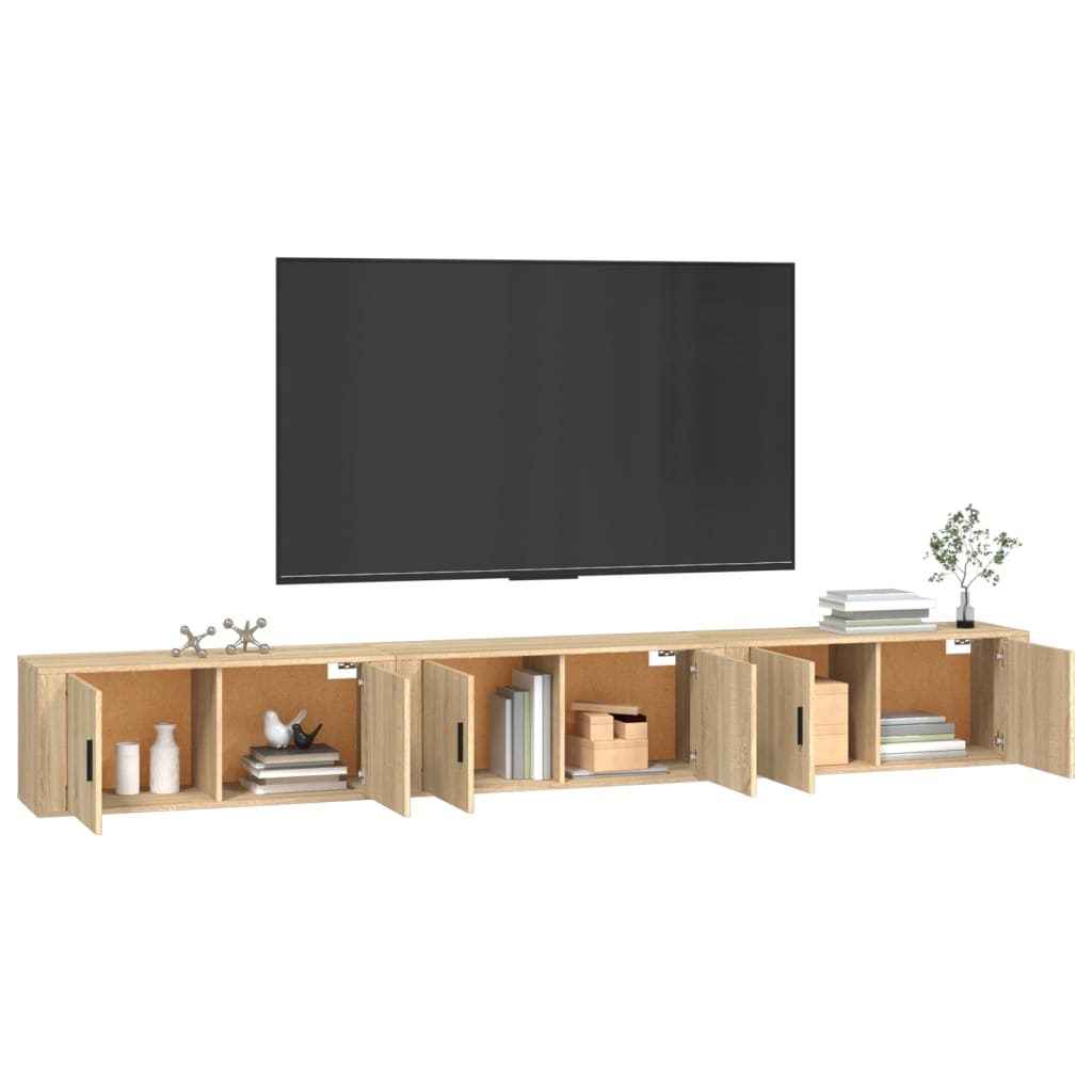 vidaXL 3 Piece Wall-mounted TV Cabinet Set Sonoma Oak 100x34,5x40 cm 3