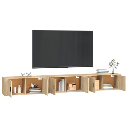 vidaXL 3 Piece Wall-mounted TV Cabinet Set Sonoma Oak 100x34,5x40 cm 3