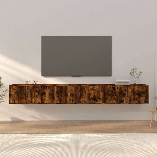 Wall-mounted TV Cabinet Set 100x34,5x40 cm 3 Width 100 cm Smoked oak