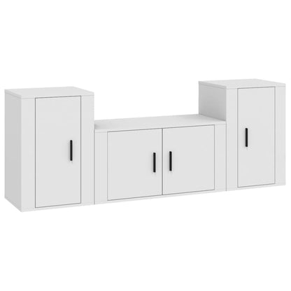 3 Piece TV Cabinet Set Engineered Wood White