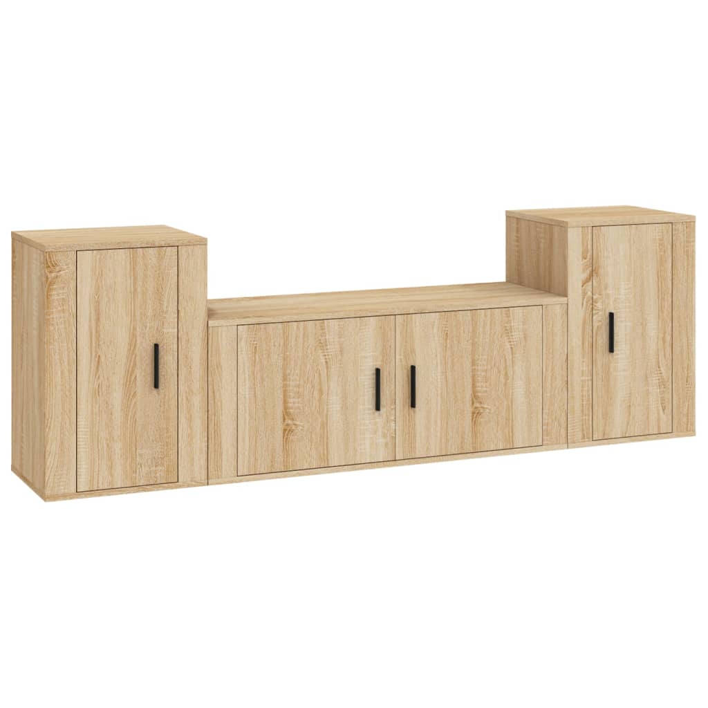 3 Piece TV Cabinet Set Engineered Wood Sonoma oak