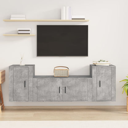3 Piece TV Cabinet Set Engineered Wood Concrete grey