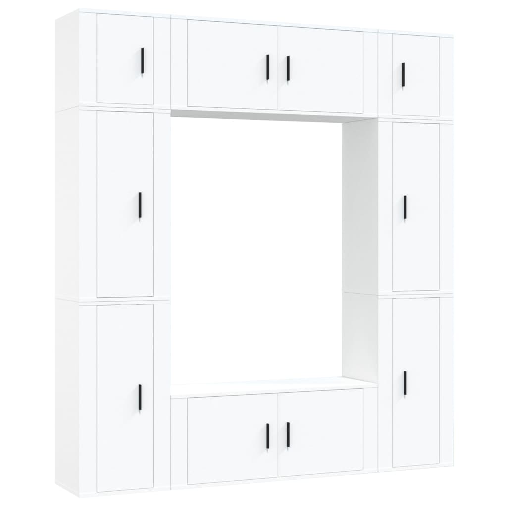 vidaXL 8 Piece TV Cabinet Set White Engineered Wood 2