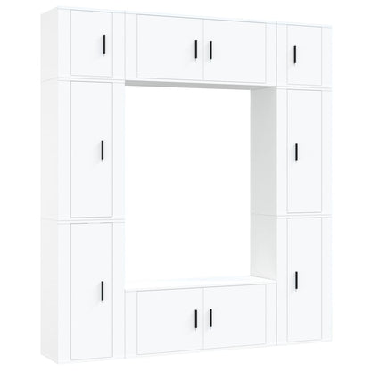 vidaXL 8 Piece TV Cabinet Set White Engineered Wood 2