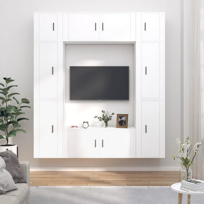 vidaXL 8 Piece TV Cabinet Set White Engineered Wood 1
