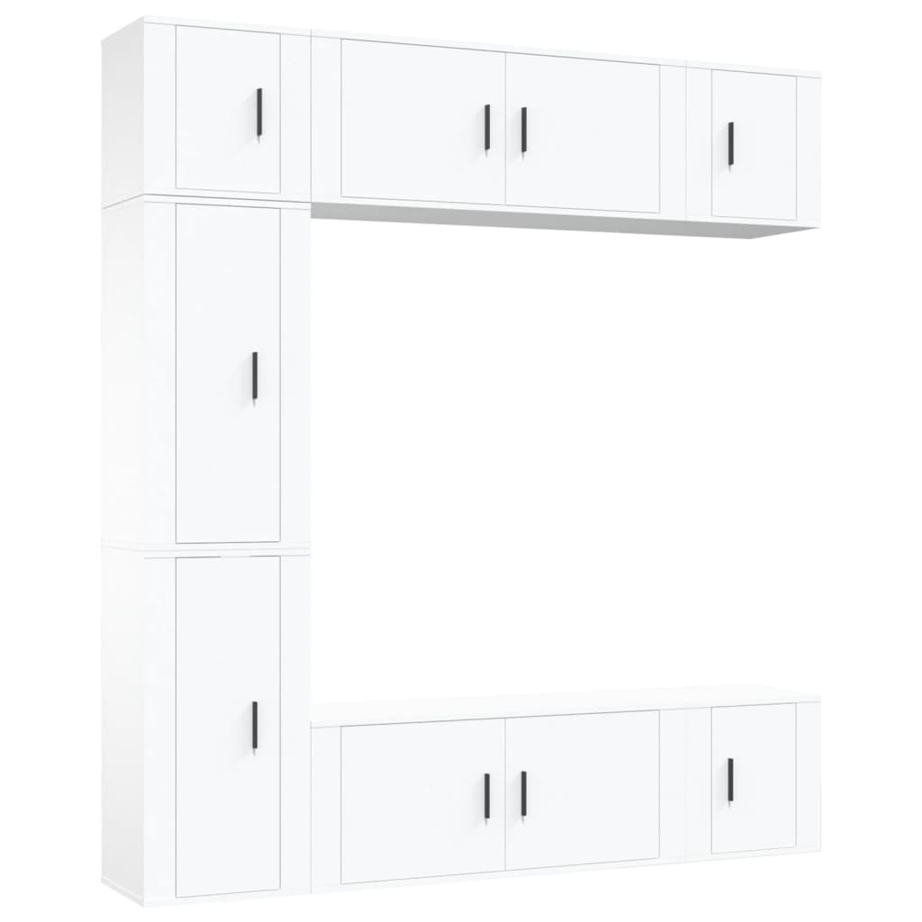 vidaXL 7 Piece TV Cabinet Set White Engineered Wood 2