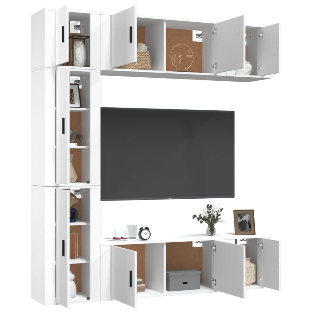 vidaXL 7 Piece TV Cabinet Set White Engineered Wood 3