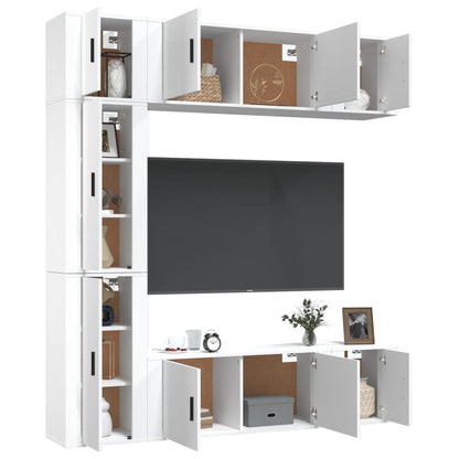 vidaXL 7 Piece TV Cabinet Set White Engineered Wood 3