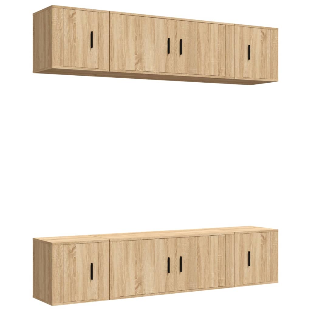 vidaXL 6 Piece TV Cabinet Set Sonoma Oak Engineered Wood 2