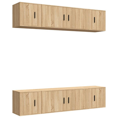vidaXL 6 Piece TV Cabinet Set Sonoma Oak Engineered Wood 2