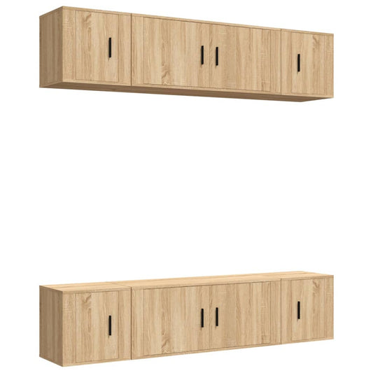 vidaXL 6 Piece TV Cabinet Set Sonoma Oak Engineered Wood 2