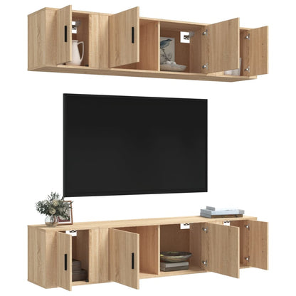 vidaXL 6 Piece TV Cabinet Set Sonoma Oak Engineered Wood 3
