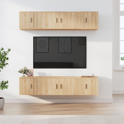 vidaXL 6 Piece TV Cabinet Set Sonoma Oak Engineered Wood 1