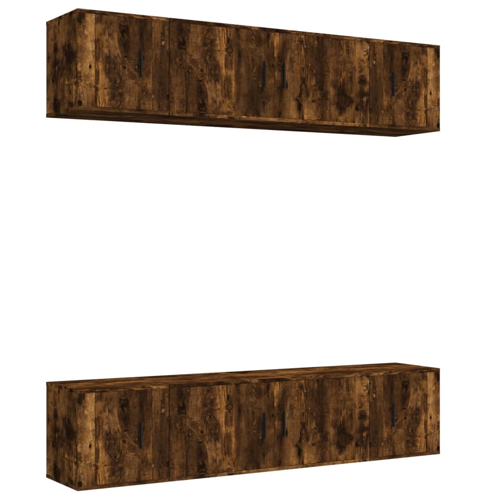 vidaXL 6 Piece TV Cabinet Set Smoked Oak Engineered Wood 2