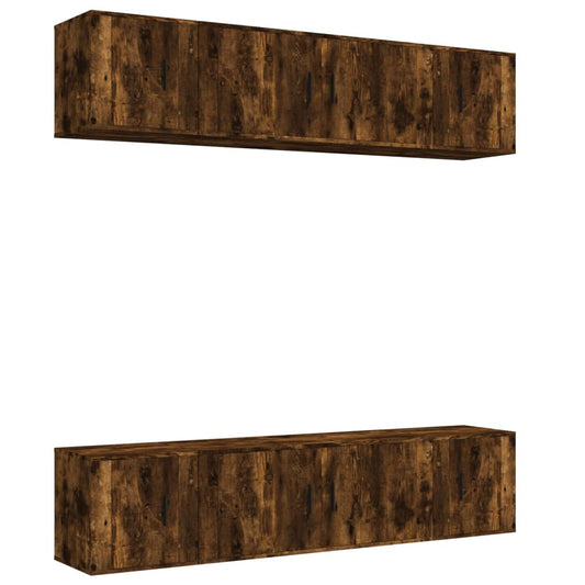 vidaXL 6 Piece TV Cabinet Set Smoked Oak Engineered Wood 2