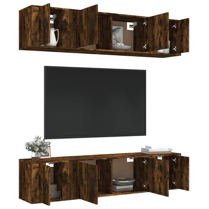 vidaXL 6 Piece TV Cabinet Set Smoked Oak Engineered Wood 3