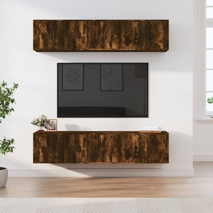 vidaXL 6 Piece TV Cabinet Set Smoked Oak Engineered Wood 1