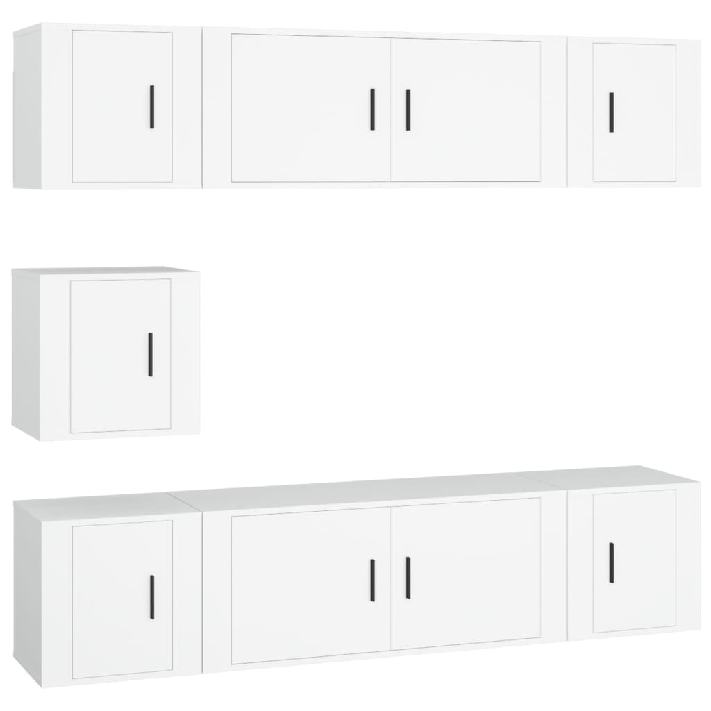 vidaXL 7 Piece TV Cabinet Set White Engineered Wood 2