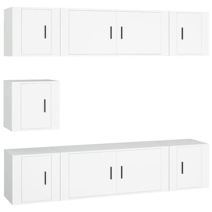 vidaXL 7 Piece TV Cabinet Set White Engineered Wood 2