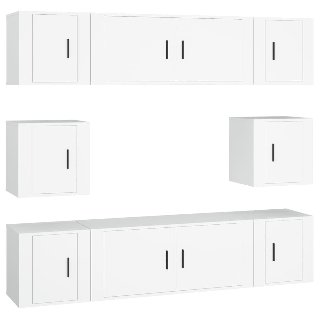 vidaXL 8 Piece TV Cabinet Set White Engineered Wood 2