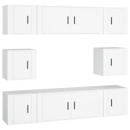 vidaXL 8 Piece TV Cabinet Set White Engineered Wood 2