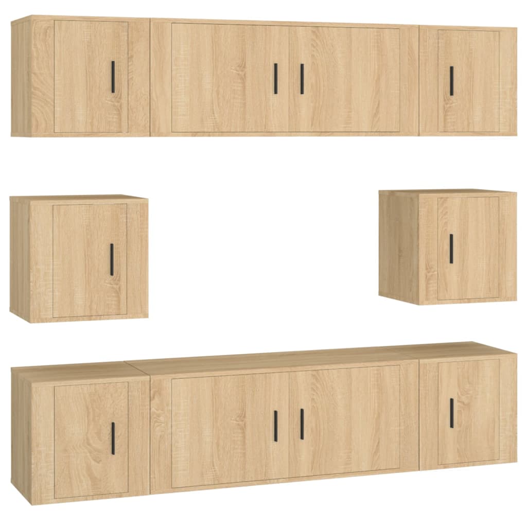 vidaXL 8 Piece TV Cabinet Set Sonoma Oak Engineered Wood 2