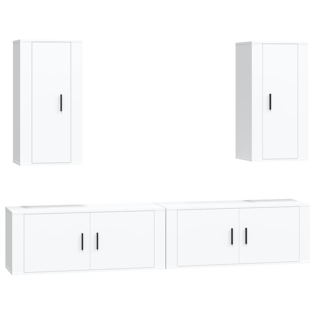 vidaXL 4 Piece TV Cabinet Set White Engineered Wood 2