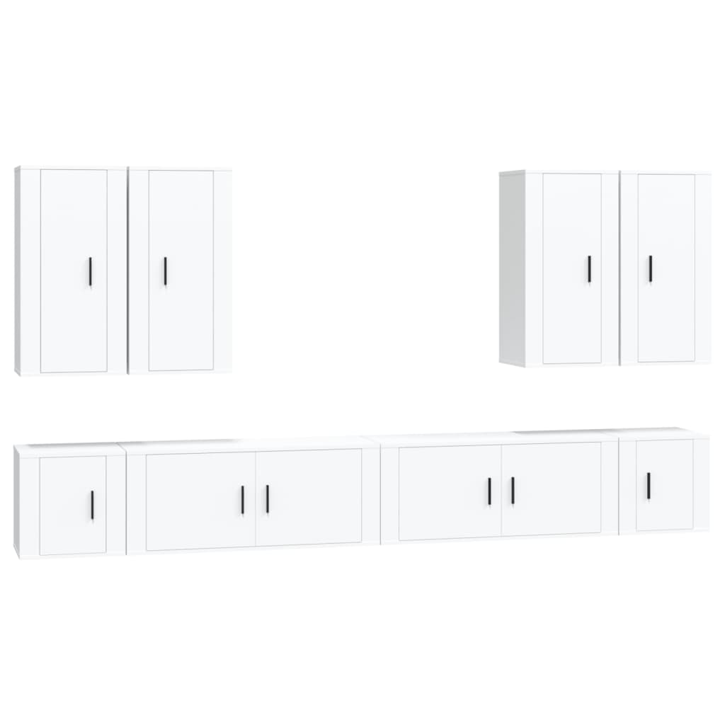 vidaXL 8 Piece TV Cabinet Set White Engineered Wood 2