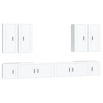 vidaXL 8 Piece TV Cabinet Set White Engineered Wood 2