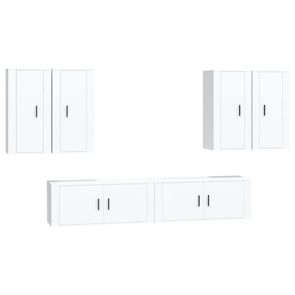 vidaXL 6 Piece TV Cabinet Set White Engineered Wood 2