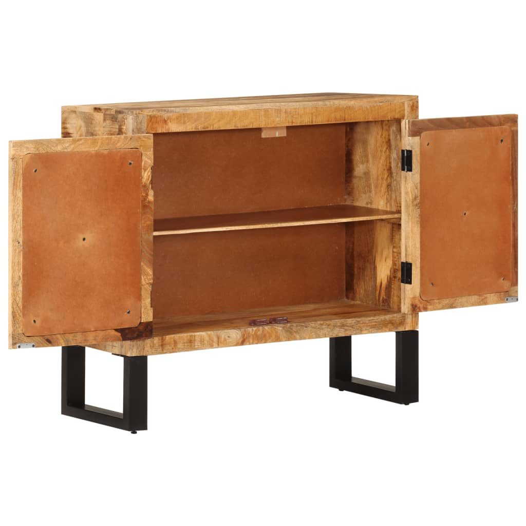 vidaXL Sideboard 80x30x71 cm Solid Rough Wood Mango and Metal 2
