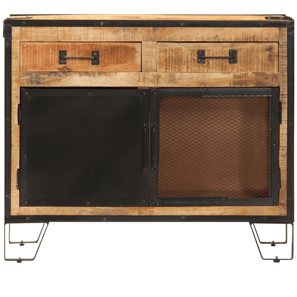vidaXL Sideboard 80x31x66 cm Solid Rough Wood Mango and Metal 3