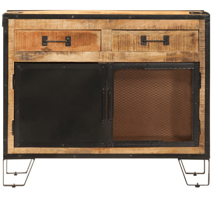 vidaXL Sideboard 80x31x66 cm Solid Rough Wood Mango and Metal 3