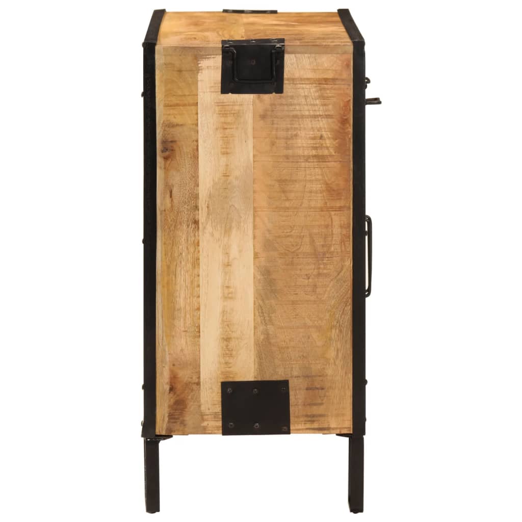 vidaXL Sideboard 80x31x66 cm Solid Rough Wood Mango and Metal 5
