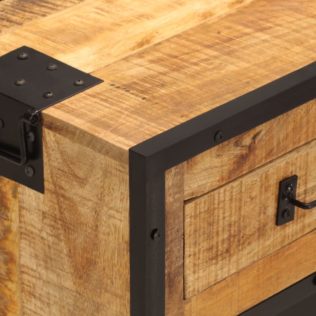 vidaXL Sideboard 80x31x66 cm Solid Rough Wood Mango and Metal 6