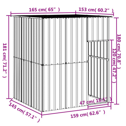vidaXL Dog House with Roof Anthracite 165x153x181 cm Galvanised Steel 5