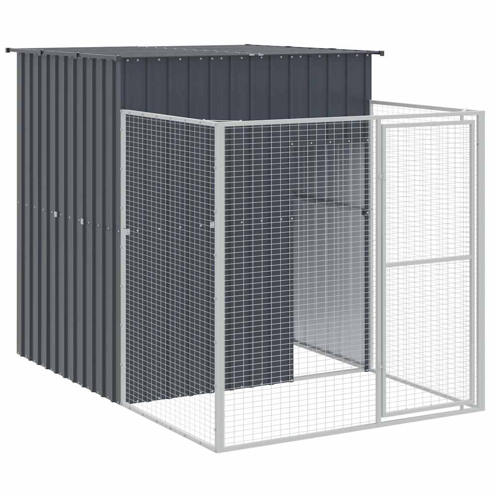 vidaXL Dog House with Run Anthracite 165x251x181 cm Galvanised Steel 2