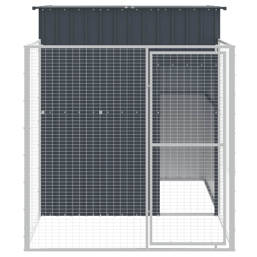 vidaXL Dog House with Run Anthracite 165x251x181 cm Galvanised Steel 3