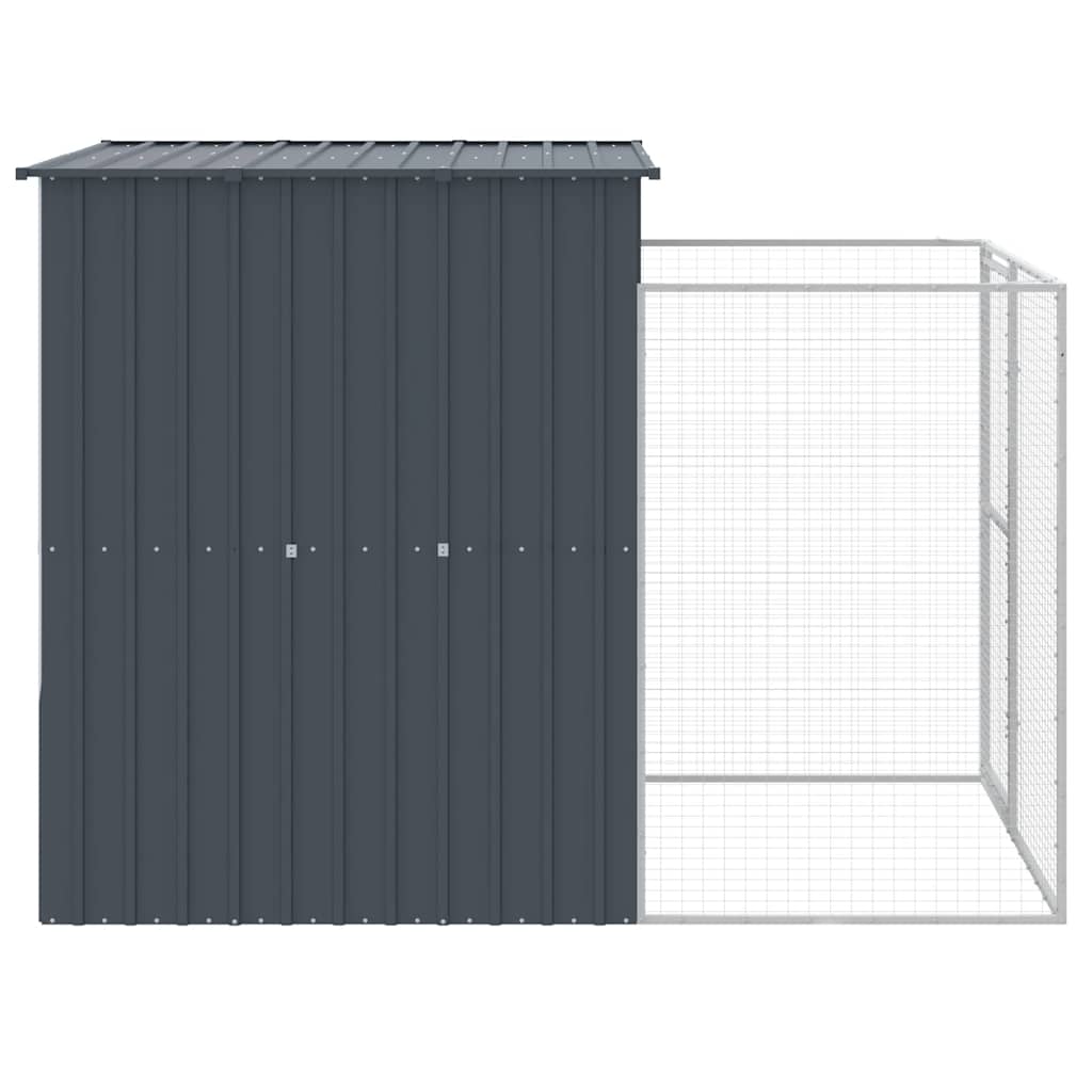 vidaXL Dog House with Run Anthracite 165x251x181 cm Galvanised Steel 4