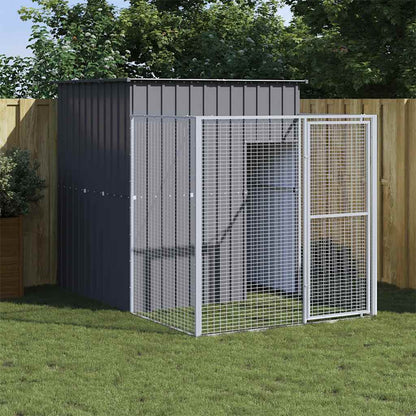 vidaXL Dog House with Run Anthracite 165x251x181 cm Galvanised Steel 1