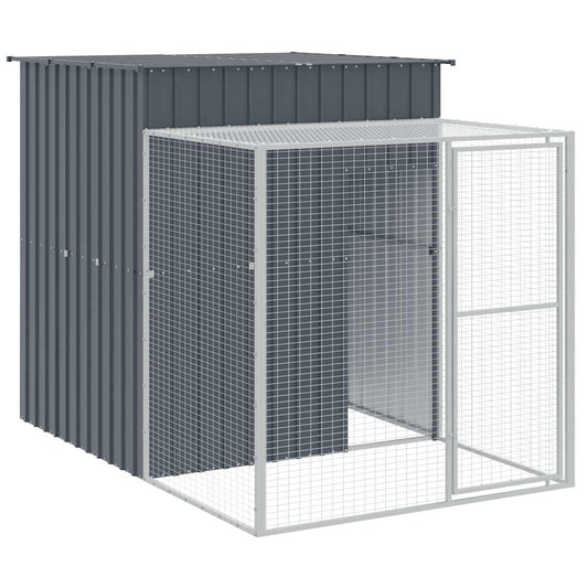 Chicken Cage with Run Galvanised Steel Anthracite