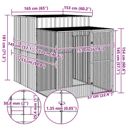 vidaXL Chicken Cage with Run Anthracite 165x251x181cm Galvanised Steel 5
