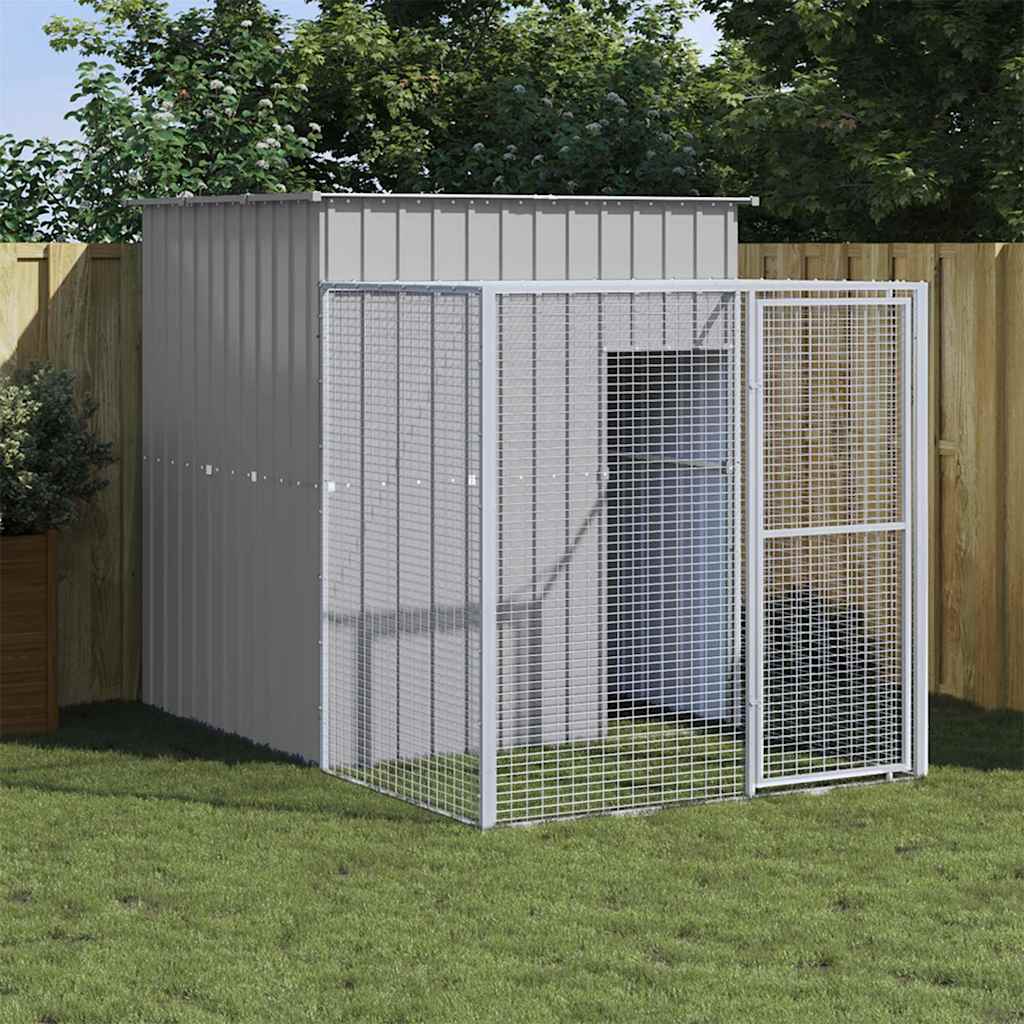 vidaXL Chicken Cage with Run Light Grey 165x251x181cm Galvanised Steel 1