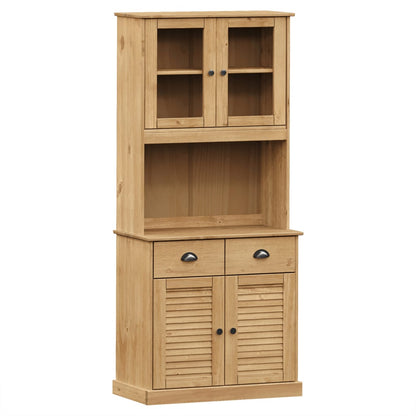 Highboard "VIGO" 78x40x175 cm Solid Wood Pine Brown With 2 doors