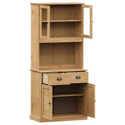 Highboard "VIGO" 78x40x175 cm Solid Wood Pine Brown With 2 doors