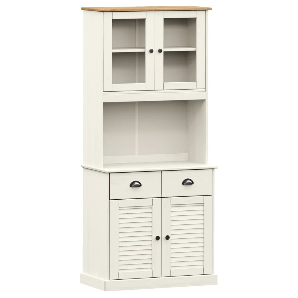 vidaXL Highboard "VIGO" White 78x40x175 cm Solid Wood Pine 2