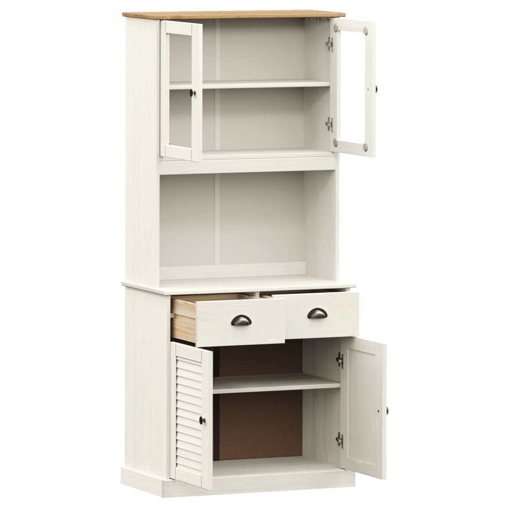 vidaXL Highboard "VIGO" White 78x40x175 cm Solid Wood Pine 3